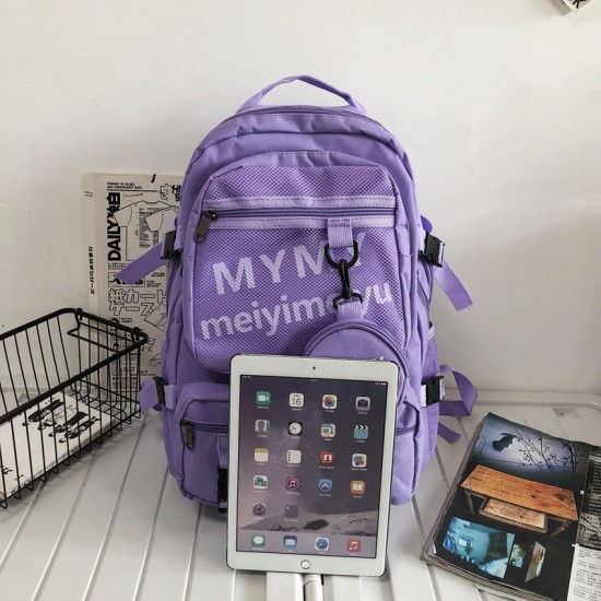 New cross-border large-capacity student schoolbag, men's and women's campus LOGO printed backpack, practical backpack for daily travel New cross-border large-capacity student schoolbag, men's and women's campus LOGO printed backpack, practical backpack for daily travel