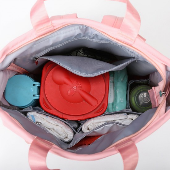 Wholesale cross-border mom bag logo multi-purpose large-capacity mom bag, fashionable and lightweight solid-color double-shoulder mother and baby bag Wholesale cross-border mom bag logo multi-purpose large-capacity mom bag, fashionable and lightweight solid-color double-shoulder mother and baby bag