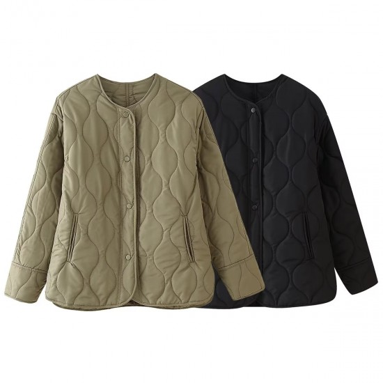 Amazon wholesale 2024 Winter new women's clothing, European and American cross-border street fashion tops, round-neck cotton-padded jackets for women Amazon wholesale 2024 Winter new women's clothing, European and American cross-border street fashion tops, round-neck cotton-padded jackets for women