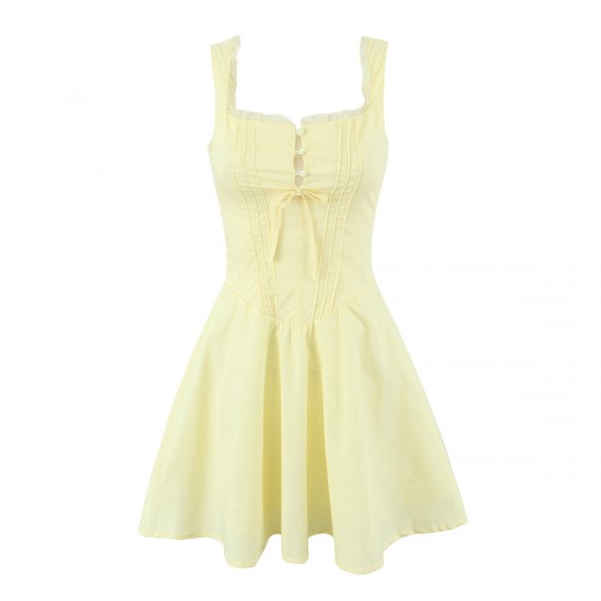 A new cross-border women's summer sweet lace halter dress with a back drawstring and a sexy, slimming mini skirt for women A new cross-border women's summer sweet lace halter dress with a back drawstring and a sexy, slimming mini skirt for women