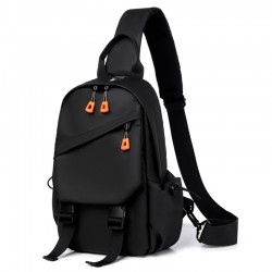 Cross-border casual and versatile men's chest bag, Korean-style fashionable and simple single-shoulder bag, multi-purpose usb charging crossbody backpack