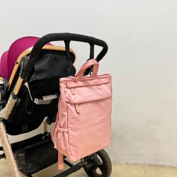 Wholesale cross-border mom bag logo multi-purpose large-capacity mom bag, fashionable and lightweight solid-color double-shoulder mother and baby bag