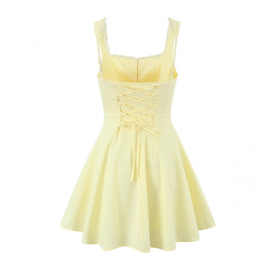 A new cross-border women's summer sweet lace halter dress with a back drawstring and a sexy, slimming mini skirt for women A new cross-border women's summer sweet lace halter dress with a back drawstring and a sexy, slimming mini skirt for women