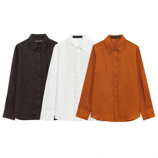 Amazon Foreign Trade Spring 2025 New Set Shirt long-sleeved + loose wide-leg pants Stylish and stylish set Amazon Foreign Trade Spring 2025 New Set Shirt long-sleeved + loose wide-leg pants Stylish and stylish set
